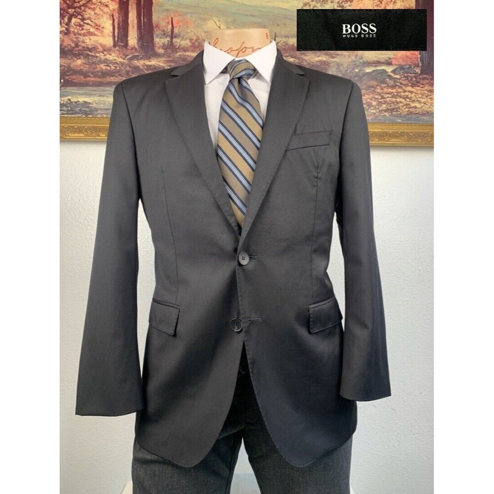40S Hugo Boss Guabello Super 120’s Black Sport Coat - Suit Jacket Blazer